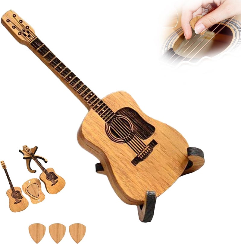 ASSUJA 1Set Guitar Pick Holder, 2026 Wooden Guitar Pick Box With 3 Pcs Guitar Pick, Acoustic guitar picks,wooden guitar picks with Stand(1Set) - Image 1